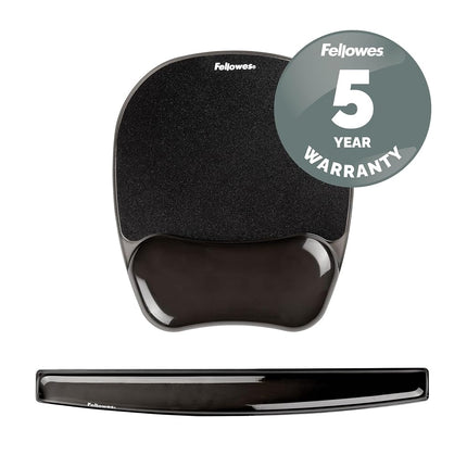 Fellowes Keyboard Wrist Rest - Crystals Gel Wrist Rest with Non Skid Rubber Base - Ergonomic Wrist Support for Computer, Laptop, Home Office Use - Black