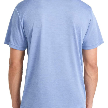 Reebok Mens Dash Short Sleeve Crewneck T-Shirt, Standard Fit, Breathable Stretch Fabric, Stonewash Heather, Medium