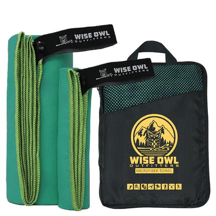 Wise Owl Outfitters Camping Towel - Ultra Soft Compact Quick Dry Microfiber - Great For Fitness, Hiking, Yoga, Travel, Sports, Backpacking & The Gym Large 24x48 Green
