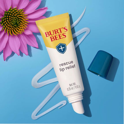 Burt's Bees Rescue Lip Relief with Shea Butter and Echinacea, 100% Natural Origin, 3 x 9.9 g, Moisturising, for All Skin Types