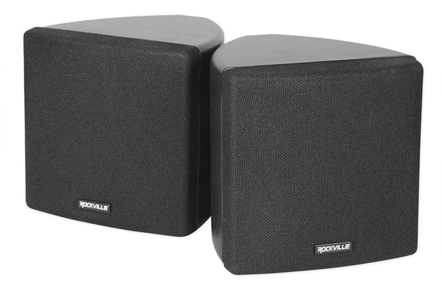 6 altavoces Rockville Cube 70v negros de 3.5" comerciales giratorios de pared para restaurante