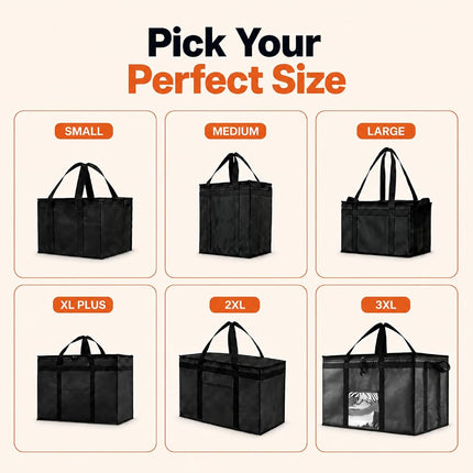 NZ home Food Delivery Bag, Thermal Cool Bag (2XL, Black, 2 Pack)