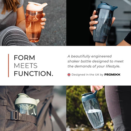 Promixx PURSUIT Protein Shaker Bottle - Premium Sports Blender Bottles for Protein Mixes & Supplement Shakes - Easy Clean, Durable Protein Shaker Cup, Graphite Grey + Midnight Blue