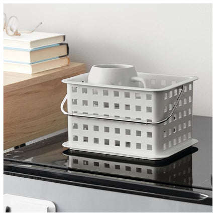 iDesign 61226 Basic Storage Basket, Small Plastic Bath Basket for Shower and Care Accessories, Light Grey