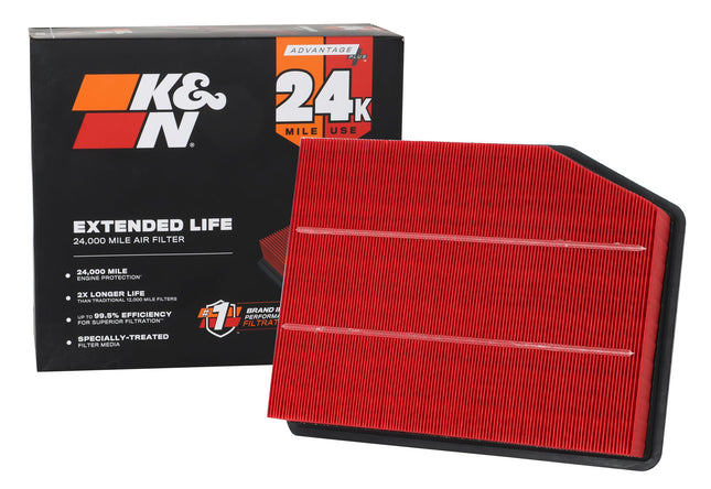 K&N Engine Air Filter: Extended Life 24,000 Mile R