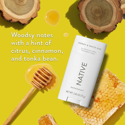 Native Deodorant Contains Naturally Derived Ingredients, 72 Hour Odor Control, Deodorant for Women and Men, Aluminum Free, Honey & White Oak 2.65oz