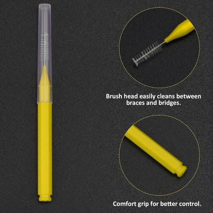 Patelai 100 Pcs Braces Dental Brushes,Yellow,Portable Size