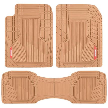 Motor Trend AdventureMax Alfombrillas de Coche Juego Completo - Alfombrillas de Goma Duraderas para Coches con Ranuras para Captura de Residuos, Protección Interior para Todo Tipo de Clima para Delanteras y Traseras con Respaldo Antideslizante, Beige