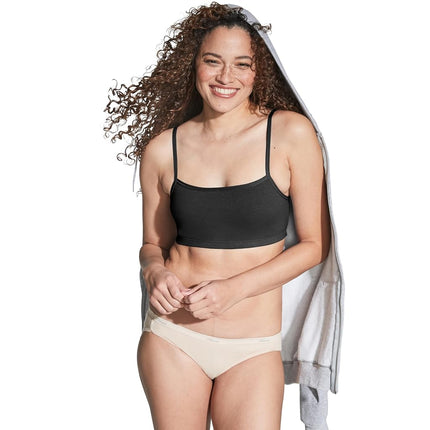 Hanes Women's Bralette, Breathable Pullover Bra, Crop Top, Solid Or Assorted, 3-Pack, Opaque, Black/Spiced Fig/Terra Red, XS (Pack of 3)