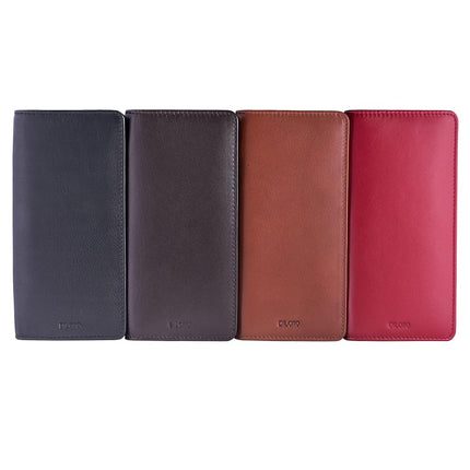 DiLoro Leather Zippered Triple or Quad Pen Case Pencil Pouch Holder for Three or Four Fountain Ballpoint Rollerball Pens or Glasses (Nappa Brown)