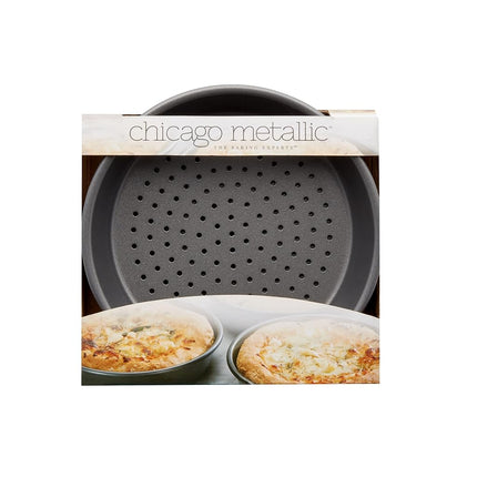 Chicago Metallic 26704 Perforated Deep Dish Pizza Pan Set, Grey