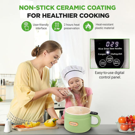 NutriChef Rice Cooker 1.5L with Ceramic Non-Stick Pot & Digital Controls
