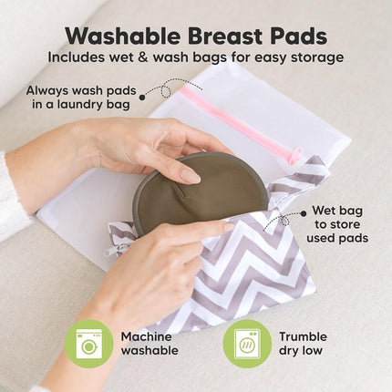 KeaBabies Organic Nursing Pads, 14 Washable Breast Pads,Wash Bag (Coffee, X-Large 14.2cm)