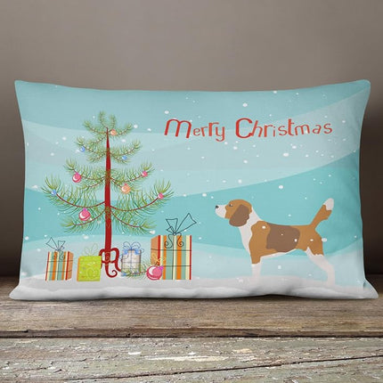 Caroline's Treasures BB2928PW1216 Beagle Merry Christmas Tree Canvas Fabric Decorative Pillow, 12H x16W, multicolor