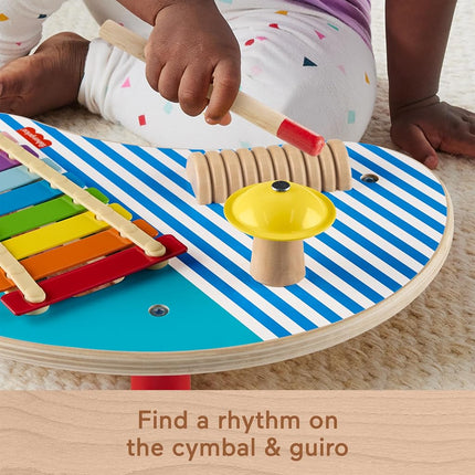 Fisher-Price Wood Toddler Toy Musical Table, 3-Piece Wooden Percussion Instrument for Developmental Play Kids Ages 2+ Years, HXT91