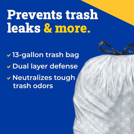 Glad 70427 ForceFlex Tall Kitchen Drawstring Bags 13 gal .90mil 24x25 1/8 White (Box of 100)