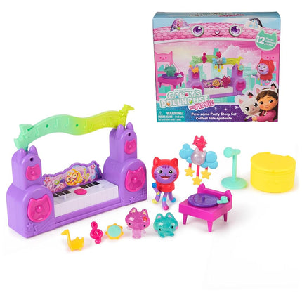 Gabby's Dollhouse: The Movie, Paw-Some Party Story Set with DJ Catnip, 2 Eraser Cat Toy Figures & Accessories, Kids Toys for Girls & Boys Ages 3 and Up