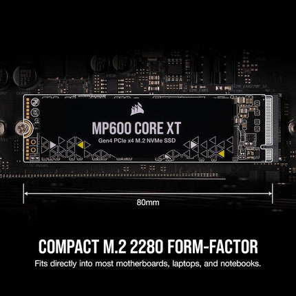 Corsair MP600 CORE XT 2TB M.2 PCIe Gen4 NVMe SSD – Up to 5900MB/s – QLC NAND – M.2 2280 – For PCIe 4.0 Notebooks and Desktops – Black