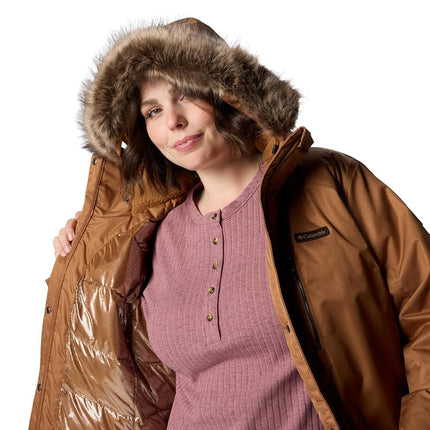 Columbia Women's Suttle Mountain Long Insulated Jacket, 2024 Camel Brown, 2X Plus, Camel Brown, 2X