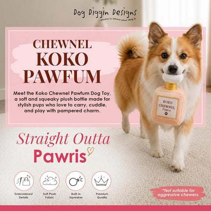 Collection Runway Pup de Dog Diggin Designs | Jouets en peluche uniques pour chiens qui couinent, parodie de marques – Accessoires de mode