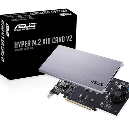 ASUS Hyper M.2 X16 PCIe 3.0 X4 Expansion Card V2 Supports 4 NVMe M.2 (2242/2260/2280/22110) Upto 128 Gbps for Intel VROC and AMD Ryzen Threadripper NVMe Raid