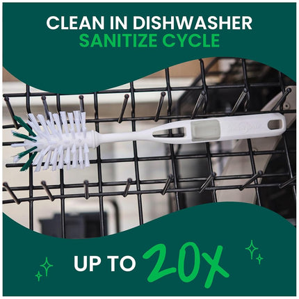 Scotch-Brite Glass and Water Bottle Brush, Long-Lasting, Safe on Glassware, Shaker Bottles, Food Processors, & More, Non-slip handle, Durable, Reusable, Clean in Top Rack of Your Dishwasher