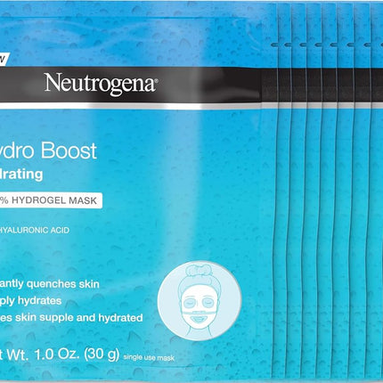 Neutrogena Hydro Boost Moisturizing & Hydrating 100% Hydrogel Face Mask Sheet with Hyaluronic Acid, 1 oz,pack of 12