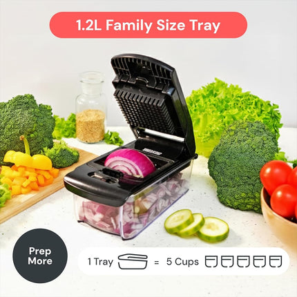 Fullstar Vegetable Chopper & Slicer - Onion & Veggie Chopper with Container - 2 in 1 Kitchen Gadget - Black
