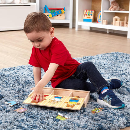 Melissa & Doug 3770 Puzle de madera de familia de osos para vestir Mix 'n Match con estuche de almacenamiento (45 piezas)