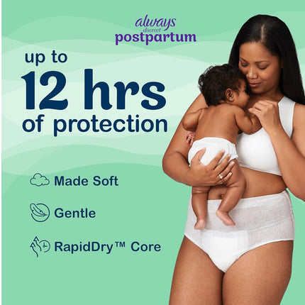 Always Discreet Postpartum and Adult Incontinence Underwear for Women, Size L, Maximum Protection, 14 CT