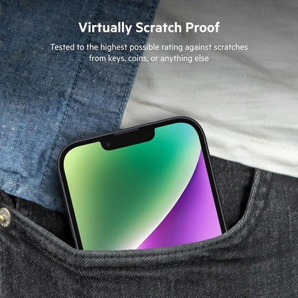 Belkin TemperedGlass iPhone 17e, 16e, 14, 13, 13 Pro Screen Protector, AntiMicrobial-Treated, Easy Bubble Free Application with Included Installation Guide Tray, 9H Hardness Tested