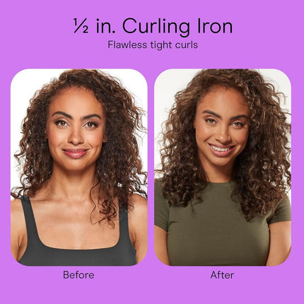 Conair Double Ceramic 1/2-Inch Curling Iron with Bonus Claw Clip, 0.5" Barrel Produces Spiral Curls – for use on Short to Medium Hair