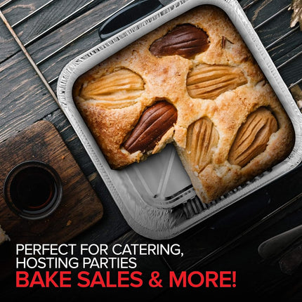 8x8 Foil Pans (50 Pack) 8 Inch Square Aluminum Pans - Foil Pans - Disposable Food Containers Great for Baking Cake, Cooking, Heating, Storing, Prepping Food