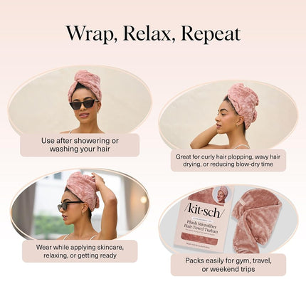 Kitsch Plush Microfiber Hair Towel Wrap for Women – Ultra Absorbent Microfiber Bath Towels for Wet, Curly, Long or Short Hair – Anti-Frizz Hair Wrap, Great Hair Products Gift for Women – Terracotta