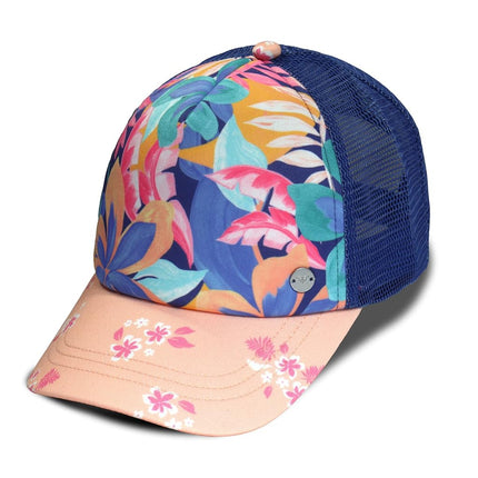 Roxy Girls Honey Coconut Trucker Hat – Adjustable Summer Cap for Girls, Lightweight and Breathable, Golden Hour Coastal Fjord, One Size