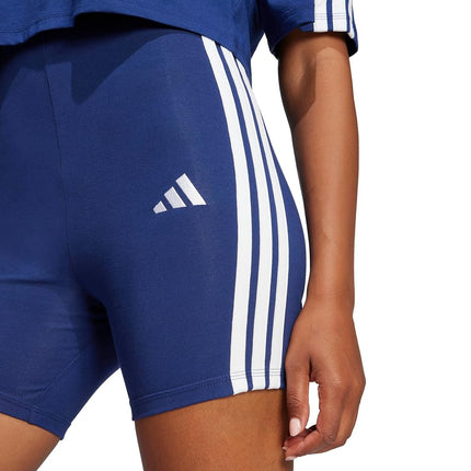 adidas Women's Essentials 3-Band High Waisted Cycling Shorts, Dark blue / white, M