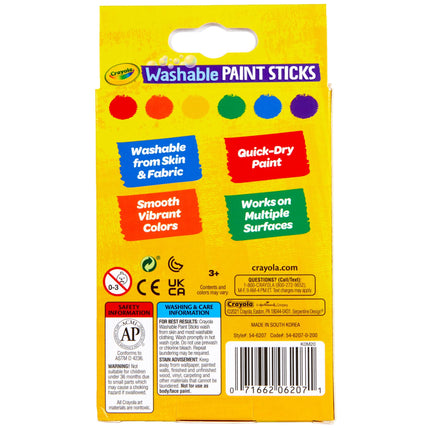 Crayola® Washable Paint Sticks, Assorted Colors, Pack Of 6 Sticks