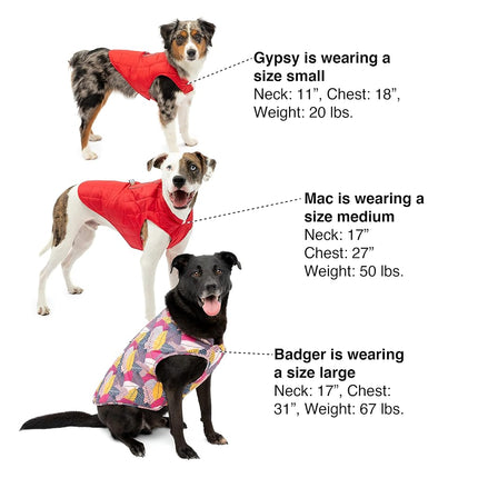 Kurgo Loft Dog Jacket - Reversible Cozy Coat for Outdoor Adventures - Water Resistant - Athletic Fit - Machine Washable Fabric - Reflective Dog Gear - X-Small - Lava Lamp