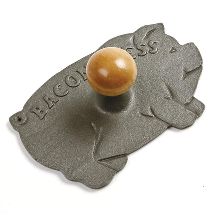 Norpro Cast Iron Pig Shaped Bacon Press with Wood Handle