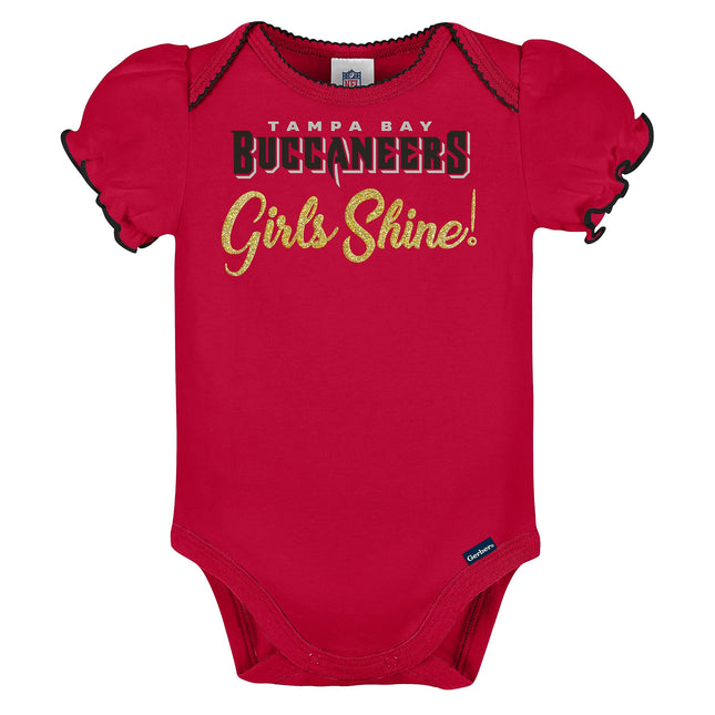 NFL Gerber Baby Girl's Standard 3 Pack Short Sleeve Onesie Bodysuit, Team Color, 18 Months