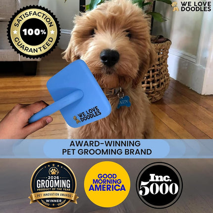 We Love Doodles - Slicker Brush for Medium or Long Haired Dogs - Best Brush for Doodles - Long Pin, Blue