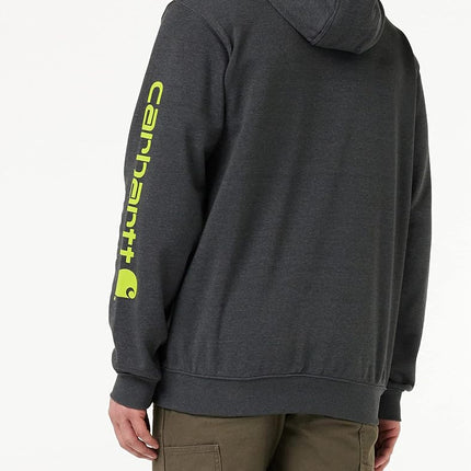 Carhartt Men's B&T Signature Sleeve Logo Midweight Hooded Sweatshirt K288 Hoodie, Anthracite mottled, X-Large/Hoch
