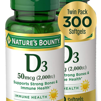 Nature's Bounty Vitamin D3 2000 IU Twin Packs, 150