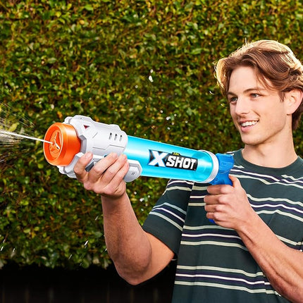 XSHOT Water Warfare Small Tube Soaker (4 Pack) by ZURU Super Soaking Pump Action, Pool Party Pack, Fills up to 380ml, Shoots up to 8 Meters, for Boys, Girls, Children