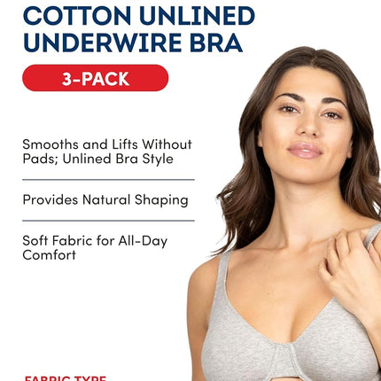 Fruit of the Loom Womens Cotton Stretch Extreme Comfort Bra, Desert Dusk/Grey/Lilac Whisper, 32-34DD