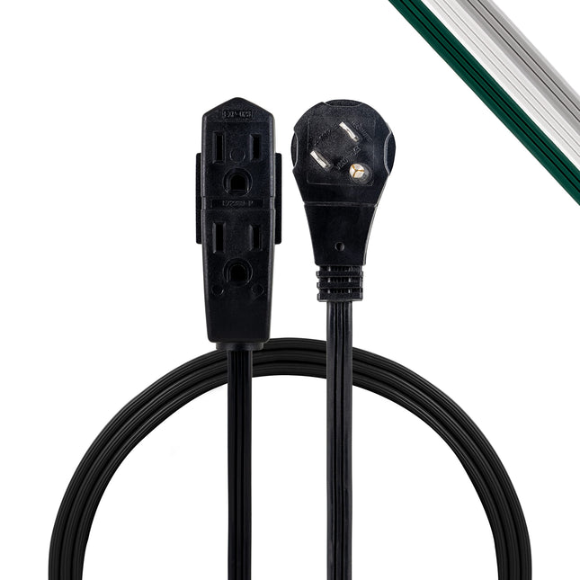 GE 3-Outlet Flat Extension Cord 3 Ft Grounded Exte