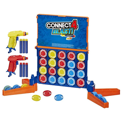 Connect 4 Blast! Game; Powered by Nerf; Includes Nerf Blasters and Nerf Foam Darts; Game for Children Aged 8 and Up