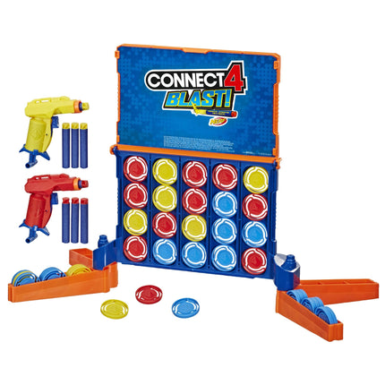 Connect 4 Blast! Game; Powered by Nerf; Includes Nerf Blasters and Nerf Foam Darts; Game for Children Aged 8 and Up