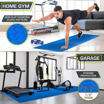 ProsourceFit Exercise Puzzle Mat 1/2-inch, EVA Interlocking Foam Floor Tiles for Home Gym, Workout Equipment, Kids Play Areas, Blue, 144 SQ FT - 36 Tiles