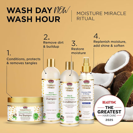 African Pride Moisture Miracle Aloe & Coconut Water, Detangle & Condition Pre- Shampoo 12 oz